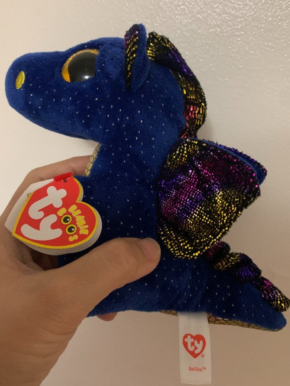 Ty Beanie Boos SAFFIRE the Dragon Plush Toy